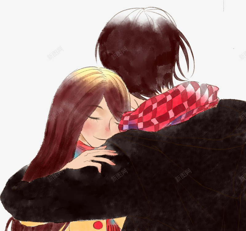 手绘人物插画相拥相爱的情侣插图png免抠素材_新图网 https://ixintu.com 人物插画 情侣插图 手绘 手绘人物 爱情插图 相拥相爱