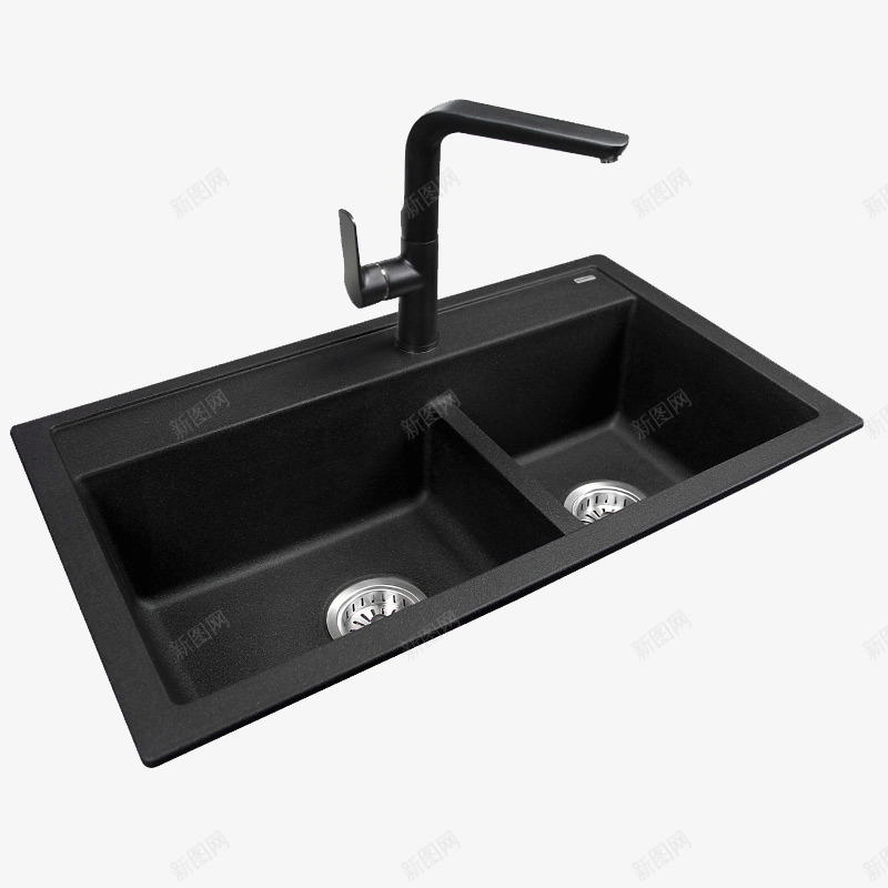 德国正品石英石水槽png免抠素材_新图网 https://ixintu.com 大双槽水池 花岗岩厨房洗菜盆 进口水槽 黑色水槽