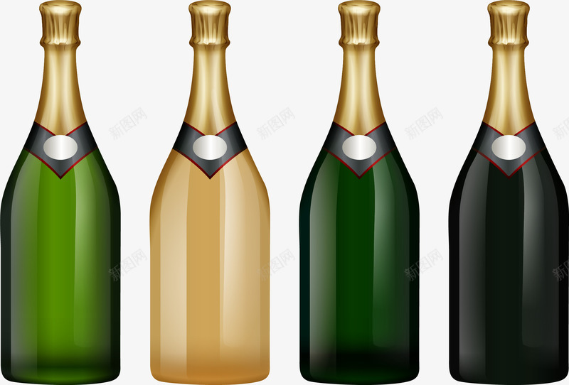 手绘酒瓶png免抠素材_新图网 https://ixintu.com 手绘 白葡萄酒 红酒 葡萄酒 酒瓶 香槟