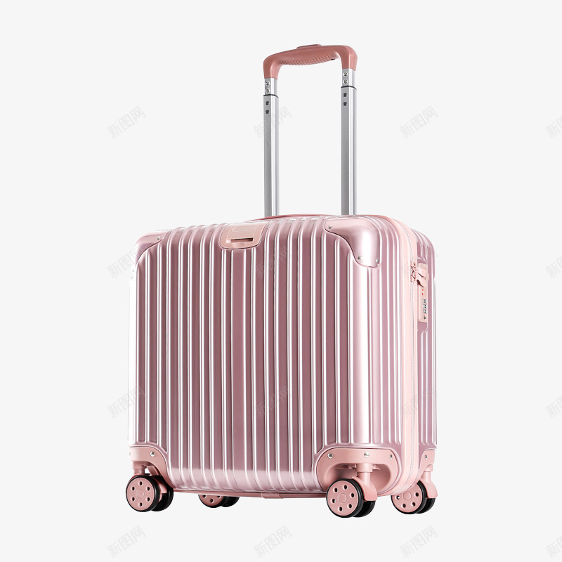 18寸玫瑰金拉杆箱png免抠素材_新图网 https://ixintu.com 可登机托运 旅行办公 玫瑰金色 迷你身形