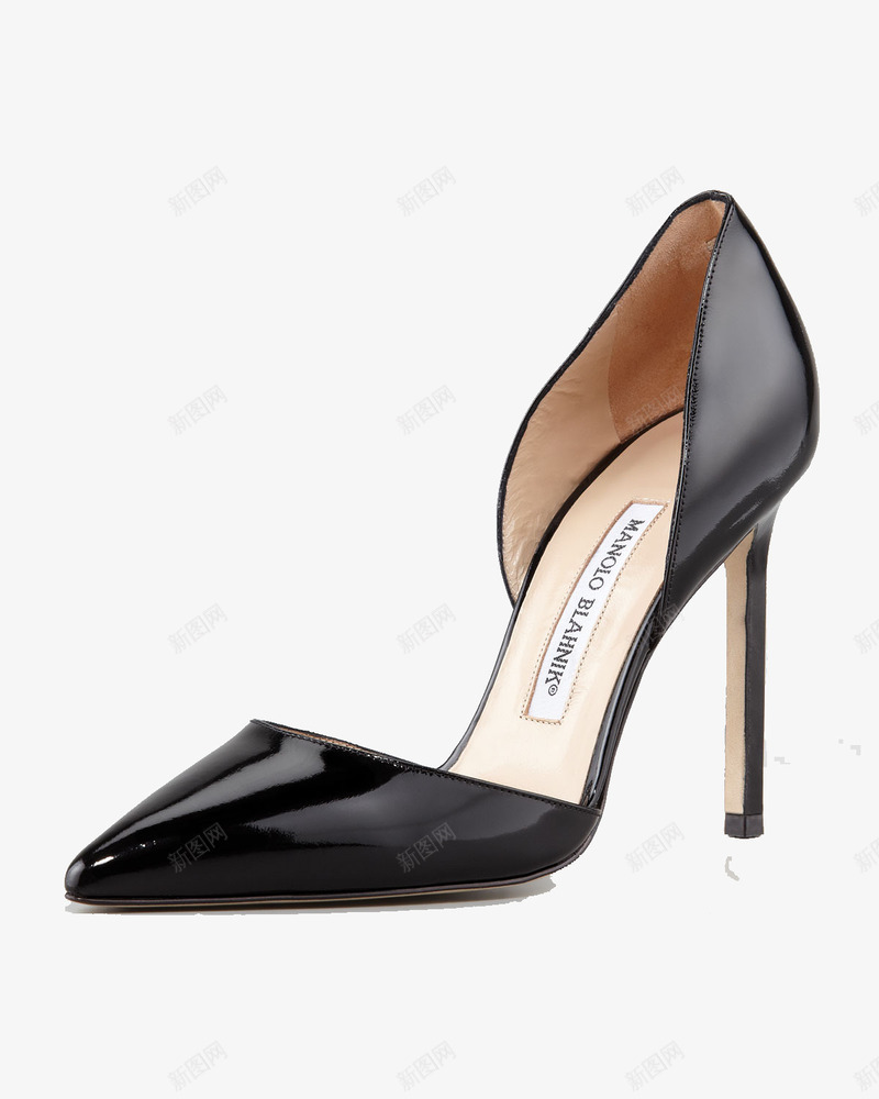 黑色亮面马诺洛品牌高跟鞋png免抠素材_新图网 https://ixintu.com Blahnik Manolo 产品实物 高跟鞋女