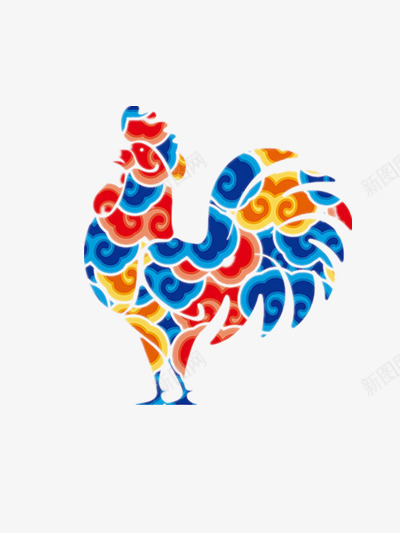 红色蓝色黄色祥云花纹公鸡png免抠素材_新图网 https://ixintu.com 祥云花纹 红色祥云 红色花纹 蓝色 蓝色花纹 蓝色黄色