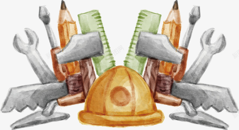 水彩手绘劳动工具图矢量图eps免抠素材_新图网 https://ixintu.com 劳动工具 安全帽 手绘工具 水彩工具 矢量png 绘图工具 矢量图