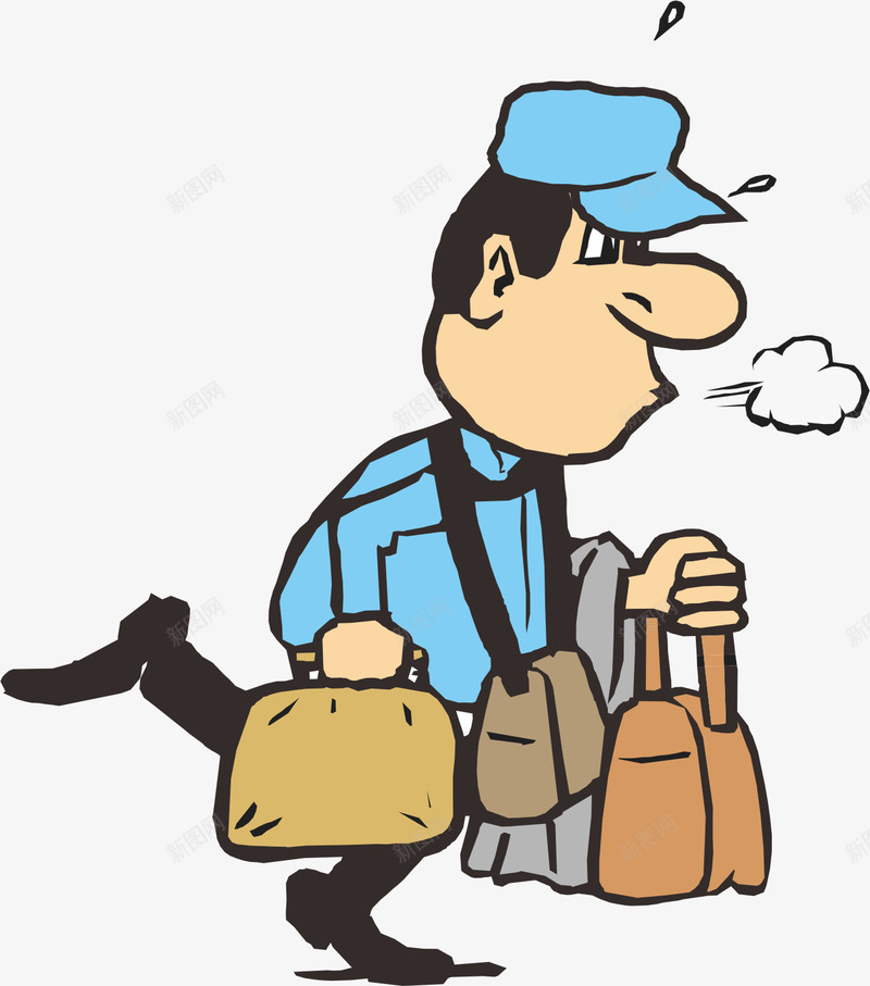 卡通跑腿人png免抠素材_新图网 https://ixintu.com 卡通人物 奔跑 提包 跑腿