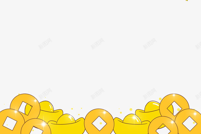 卡通手绘插画元宝钱png免抠素材_新图网 https://ixintu.com 传统节日 元宝钱 农历年 卡通 手绘 插画 钱币