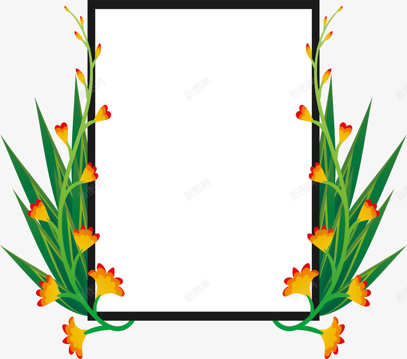 黄色迎春花装饰框png免抠素材_新图网 https://ixintu.com 相框 矢量png 裱画框 迎春花 黄色迎春花