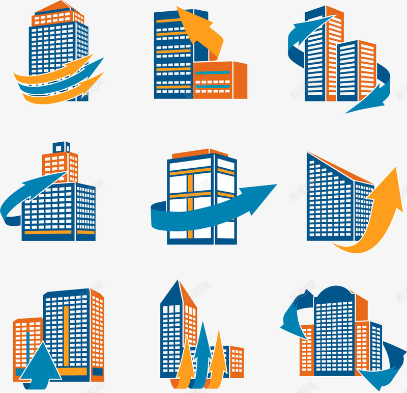 手绘楼房图标矢量图ai_新图网 https://ixintu.com LOGO 图标 地产 手绘 标签 楼房 矢量图