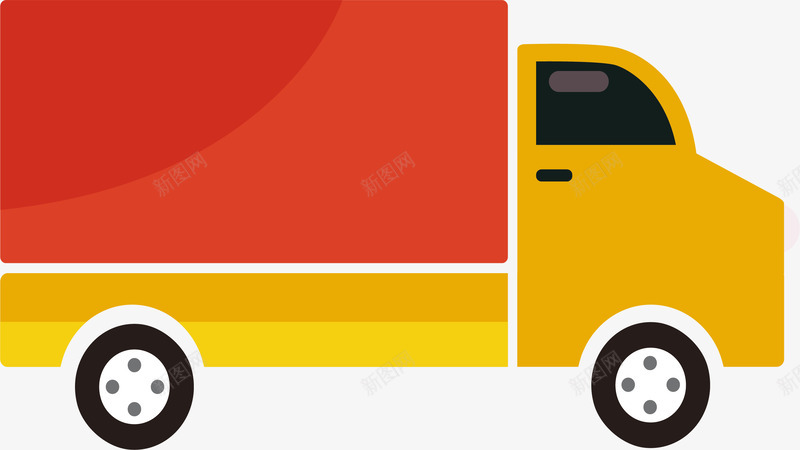 红色货箱运输车png免抠素材_新图网 https://ixintu.com 快递车 矢量素材 货车 货运车 运输车