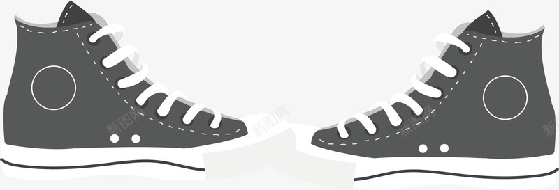 手绘黑白帆布鞋png免抠素材_新图网 https://ixintu.com 创意 可爱 帆布鞋 彩色 手绘的 漫画 矢量的 简单