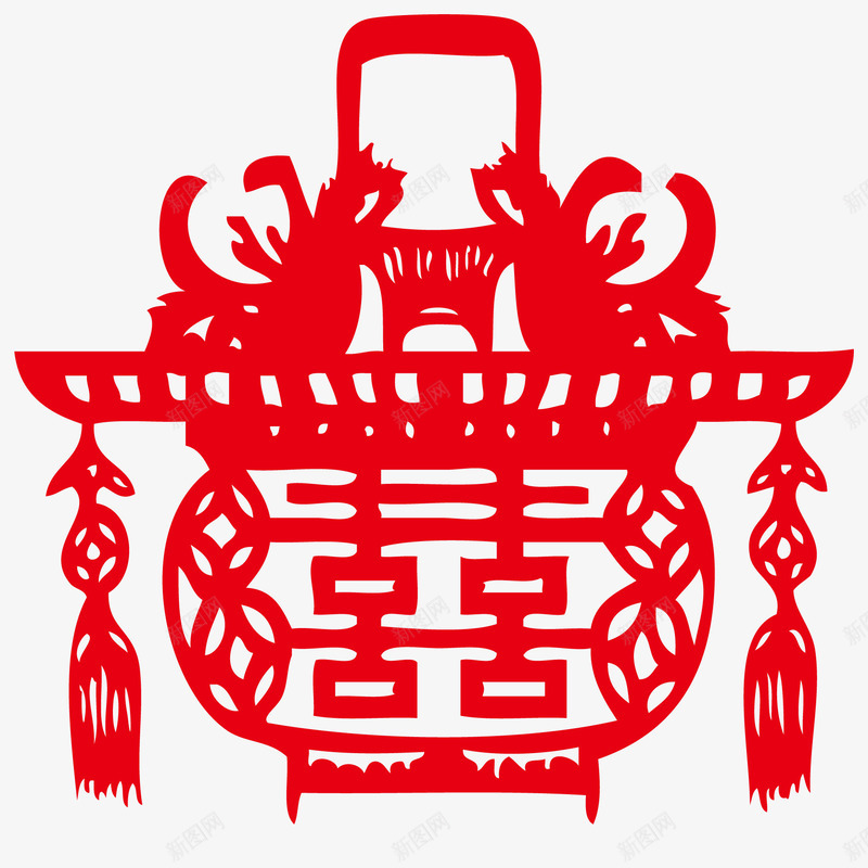 红双喜剪纸矢量图ai免抠素材_新图网 https://ixintu.com 剪纸 平面设计 民间艺术 红双喜剪纸 花纹 花纹花边 装饰图案 矢量图