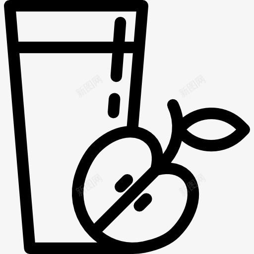 鲜榨果汁图标png_新图网 https://ixintu.com 健康食品 水果 玻璃 维生素 苹果 食品 饮料