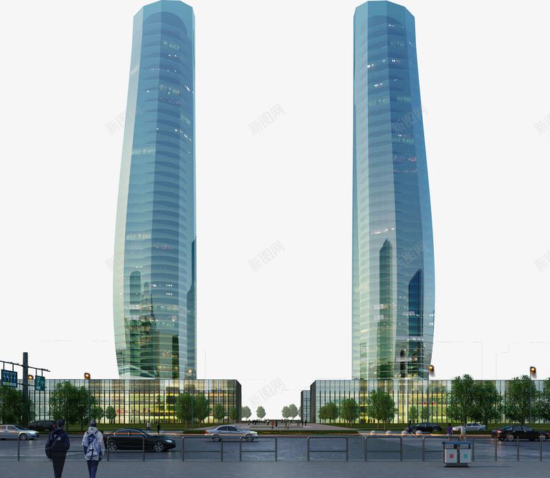 双子楼png免抠素材_新图网 https://ixintu.com 城市建筑 摩天大楼 高楼大厦