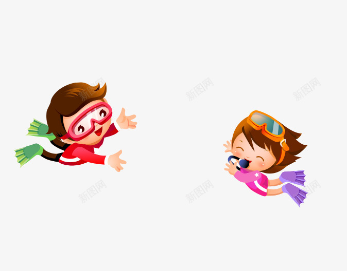 可爱卡通潜水人物png免抠素材_新图网 https://ixintu.com 人物 卡通 可爱 海底 潜水