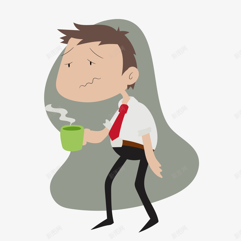 卡通喝咖啡的商务人士矢量图ai免抠素材_新图网 https://ixintu.com 人物设计 卡通 可爱 商务人士 喝咖啡 疲惫 矢量图