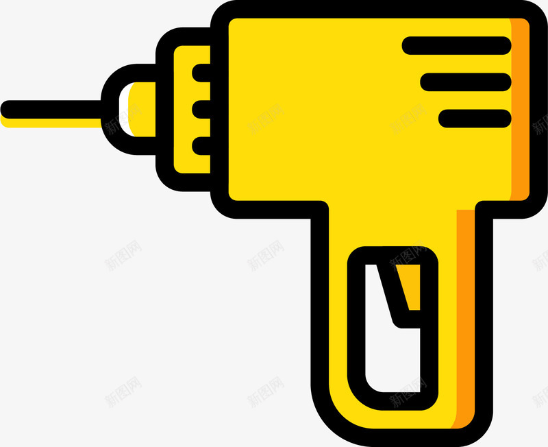 黄色电钻图标png_新图网 https://ixintu.com 冲击钻 图标 建筑装修 电手钻 电钻 装潢工具 黄色图标