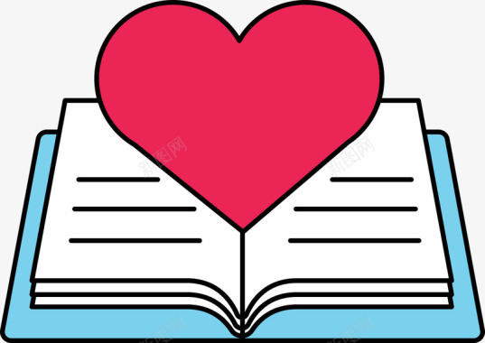 爱心和书的卡通LOGO图标图标
