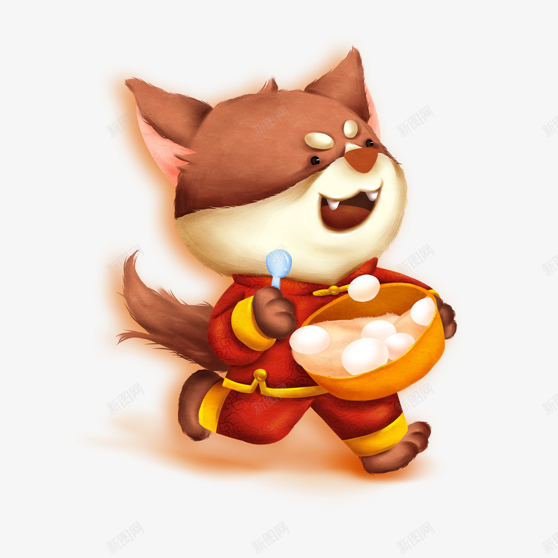 手绘开心端着汤圆奔跑的小狗插画png免抠素材_新图网 https://ixintu.com 中国文化 元宵佳节 吃汤圆 喜庆 团子 奔跑的小狗 手绘 插画 正月十五 民俗