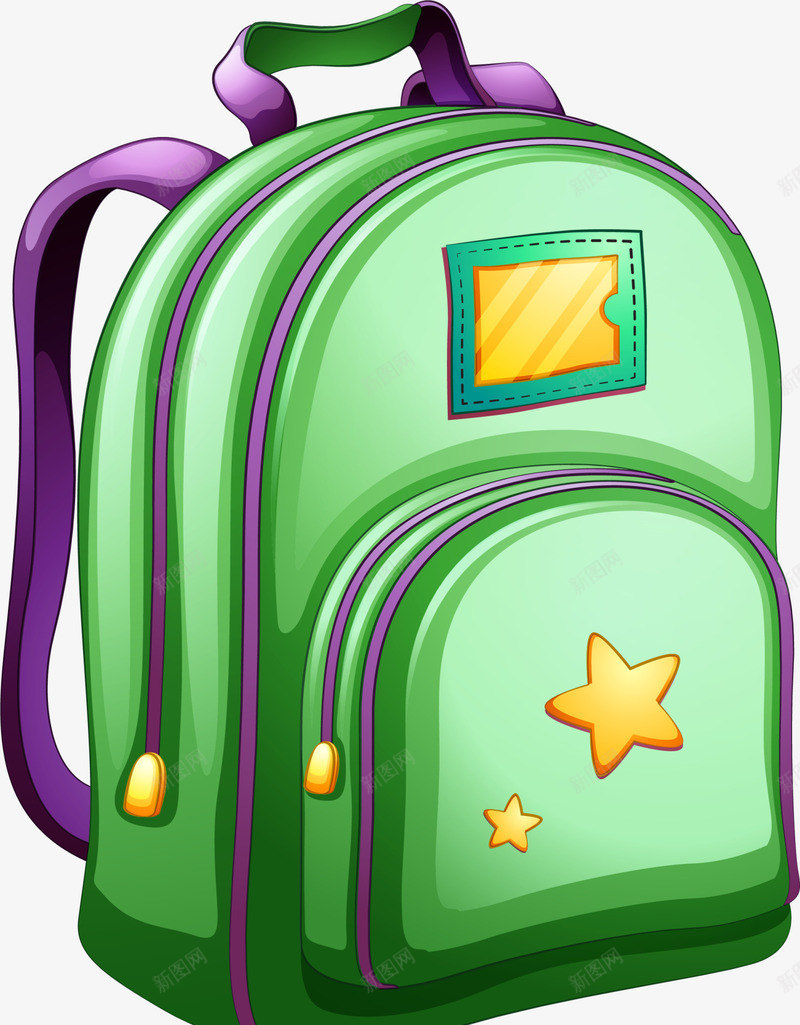 开学季卡通绿色书包png免抠素材_新图网 https://ixintu.com 卡通书包 学习 开学季 星星装饰 绿色书包 黄色星星