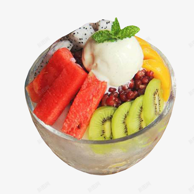 瓜果红豆冰沙png免抠素材_新图网 https://ixintu.com 冰淇淋 火龙果 猕猴桃 玻璃杯 瓜果 甜品 红豆冰沙 红豆沙冰 美味的鲜奶红豆冰 芒果 西瓜