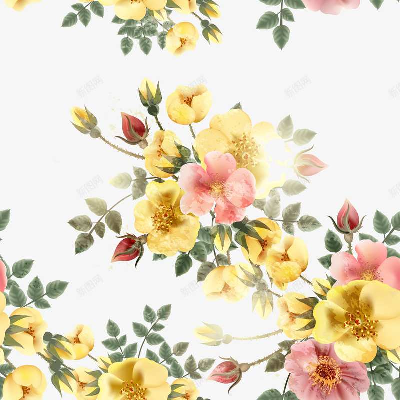 中国风绘画png免抠素材_新图网 https://ixintu.com 手绘花朵 生物世界 背景花草树木