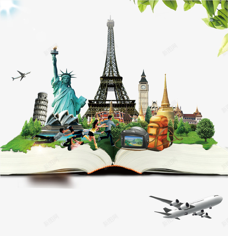 创意立体书本世界名胜旅游海报背psd免抠素材_新图网 https://ixintu.com 世界名胜 书本 创意立体书本世界名胜旅游海报背景免费下载 创意设计 埃菲尔铁塔 建筑 旅游 海报 自由女神 风景