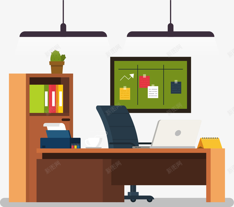 公司老板的办公室矢量图ai免抠素材_新图网 https://ixintu.com 公司办公室 办公室 办公桌 办公环境 矢量png 老板办公室 矢量图
