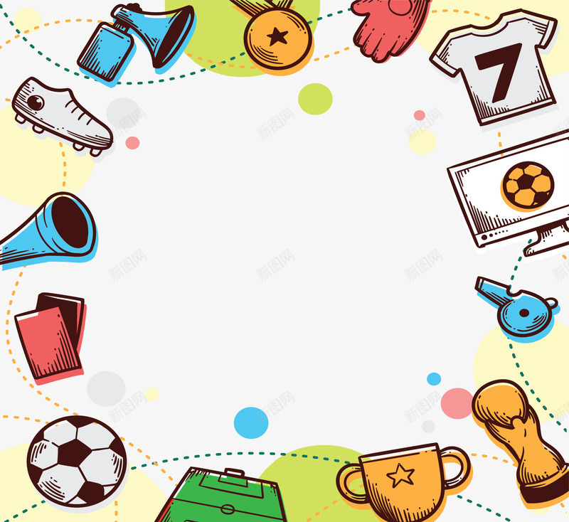 卡通世界杯比赛边框矢量图ai免抠素材_新图网 https://ixintu.com 世界杯 世界杯边框 卡通边框 矢量png 足球 足球比赛 矢量图