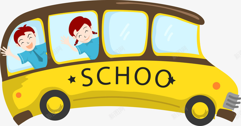 可爱黄色校车矢量图eps免抠素材_新图网 https://ixintu.com 上课 卡通 学习 学校 学生 扁平化 校园 校车 浅色 车子 黄色 矢量图