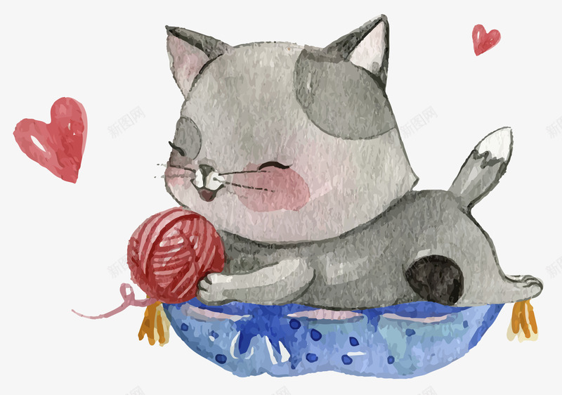 猫咪水粉画png免抠素材_新图网 https://ixintu.com 宠物 宠物狗 宠物猫 宠物领养 猫咪 猫球 逗猫