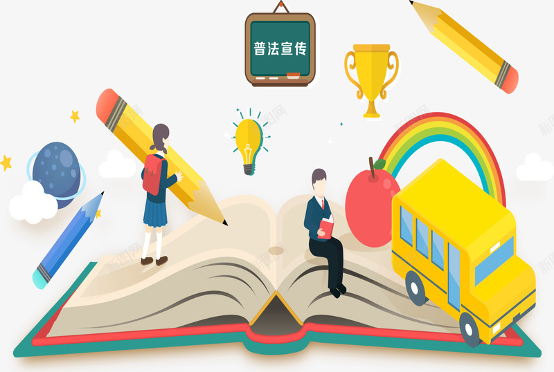 书籍人物男孩女孩车子铅笔png免抠素材_新图网 https://ixintu.com 书籍 人物 女孩 男孩 白板 车子 铅笔