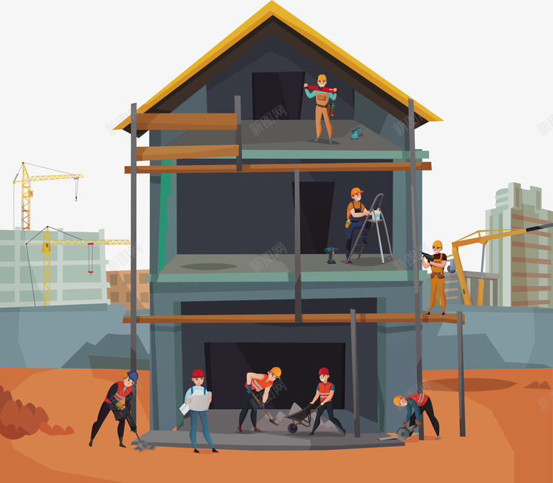 房屋建筑装修矢量图eps免抠素材_新图网 https://ixintu.com 做房子 建筑PNG 房屋建筑 矢量装修 装修房屋 矢量图