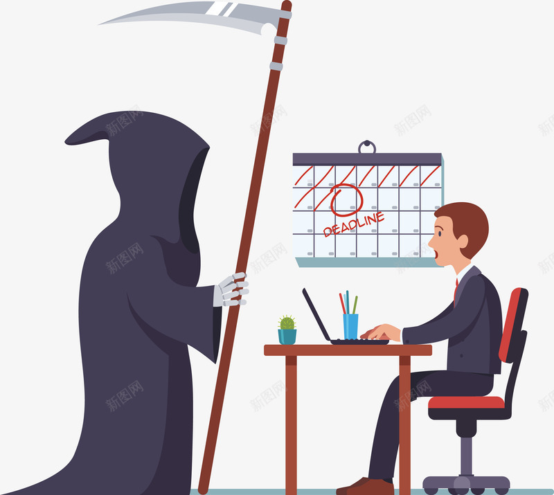 穿着斗篷的死神和一个人矢量图eps免抠素材_新图网 https://ixintu.com 死神 电脑 男士 男士png 男士矢量图 矢量图