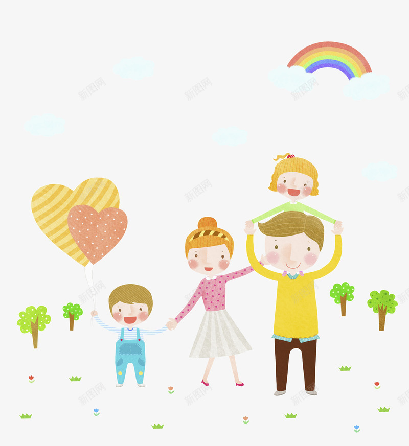 全家人春游踏青插画png免抠素材_新图网 https://ixintu.com 云 全家人春游踏青插画 女人 家庭 年轻 彩虹 微笑 有趣 男人