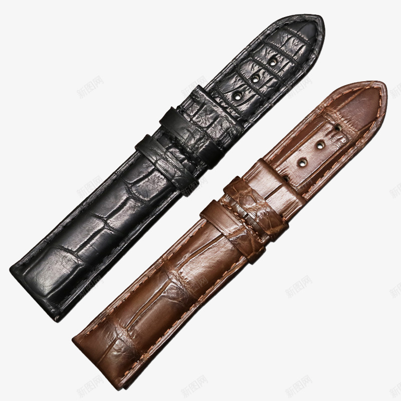 黑色和棕色鳄鱼皮表带png免抠素材_新图网 https://ixintu.com 产品实物 代用浪琴OMEGA欧米茄表带 真皮 鳄鱼表带 黑色和棕色鳄鱼皮表带