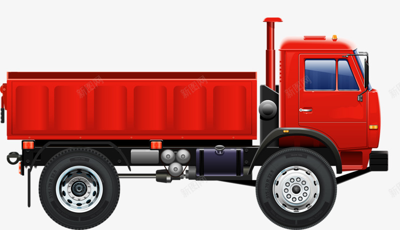 手绘卡通图标png_新图网 https://ixintu.com 大卡车 泥头车 红色 货车 运输车