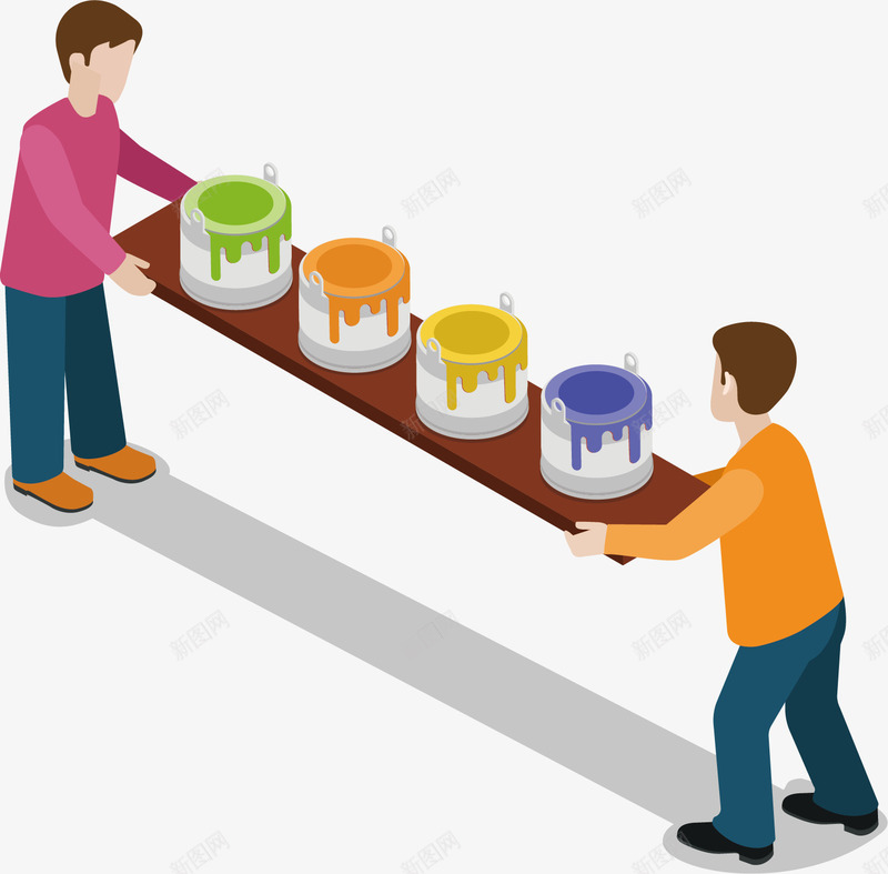 抬油漆的人矢量图ai免抠素材_新图网 https://ixintu.com 卡通手绘 室内装修 工作人员 水彩 油漆 男士 矢量图