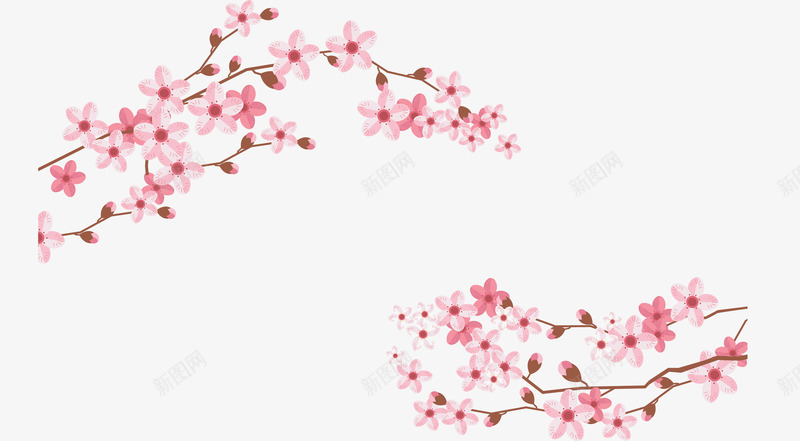 粉红日本樱花边框png免抠素材_新图网 https://ixintu.com 樱花 樱花树枝 樱花边框 浪漫樱花 矢量png 粉红樱花