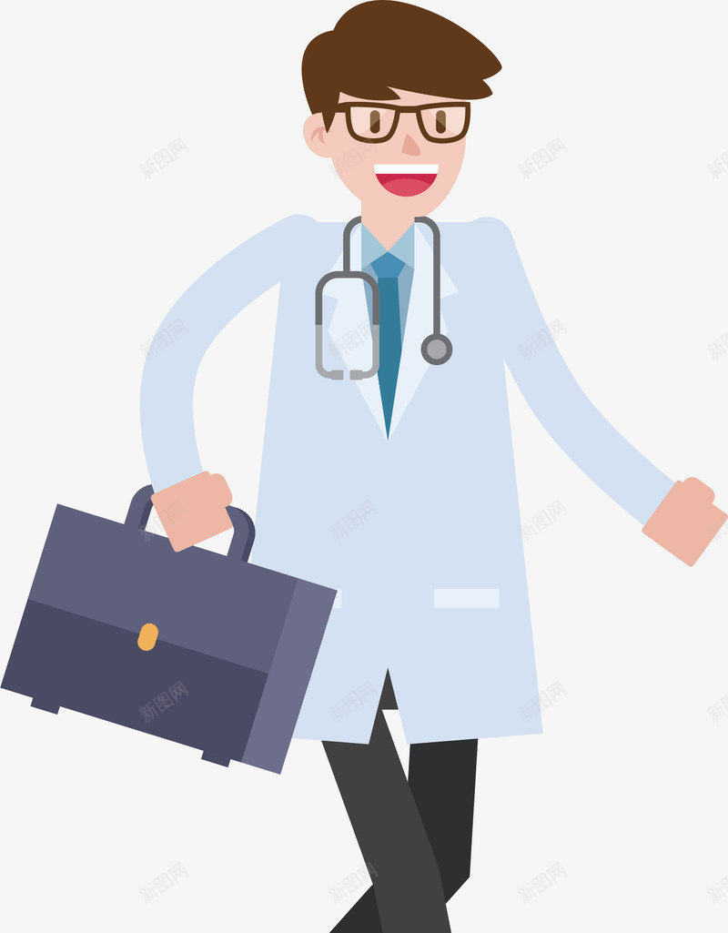 卡通医院戴眼镜医生矢量图ai免抠素材_新图网 https://ixintu.com 人物 医务工作者 医生 卡通 可爱 患者 戴眼镜医生 手绘 护士 教授 讲演 矢量图