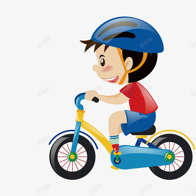 骑车的男孩矢量图ai免抠素材_新图网 https://ixintu.com 男孩 红色 蓝色 运动 运动男孩 骑车 黄色 矢量图