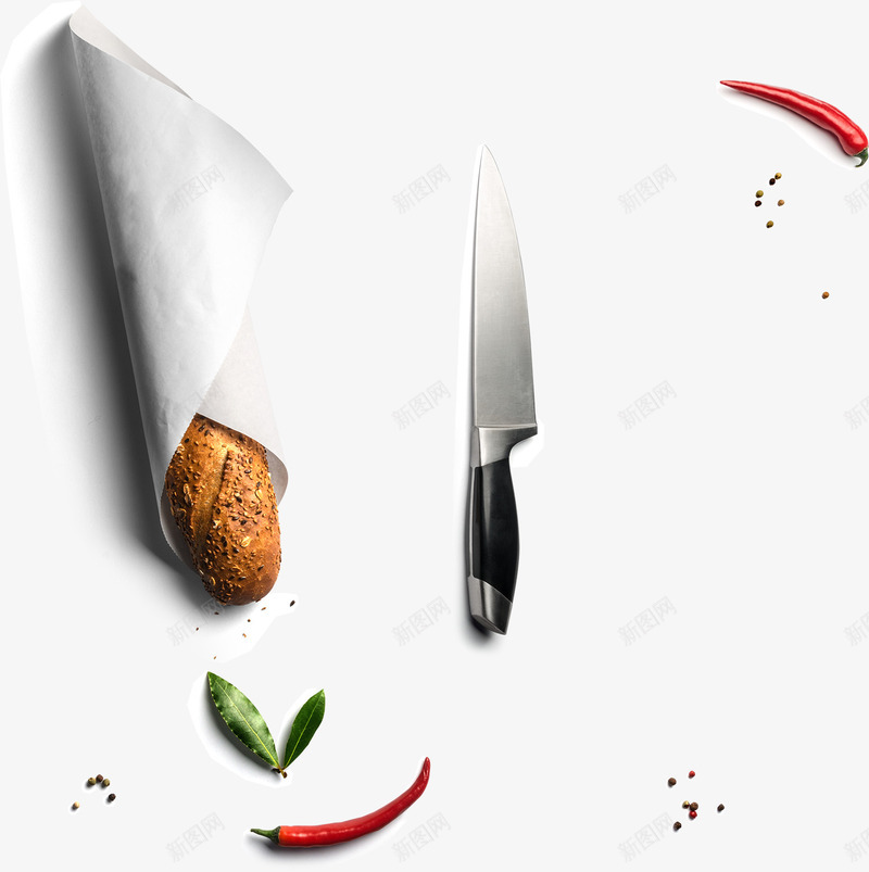食物食材和刀png免抠素材_新图网 https://ixintu.com 刀 教育机构 花椒 辣椒 面包