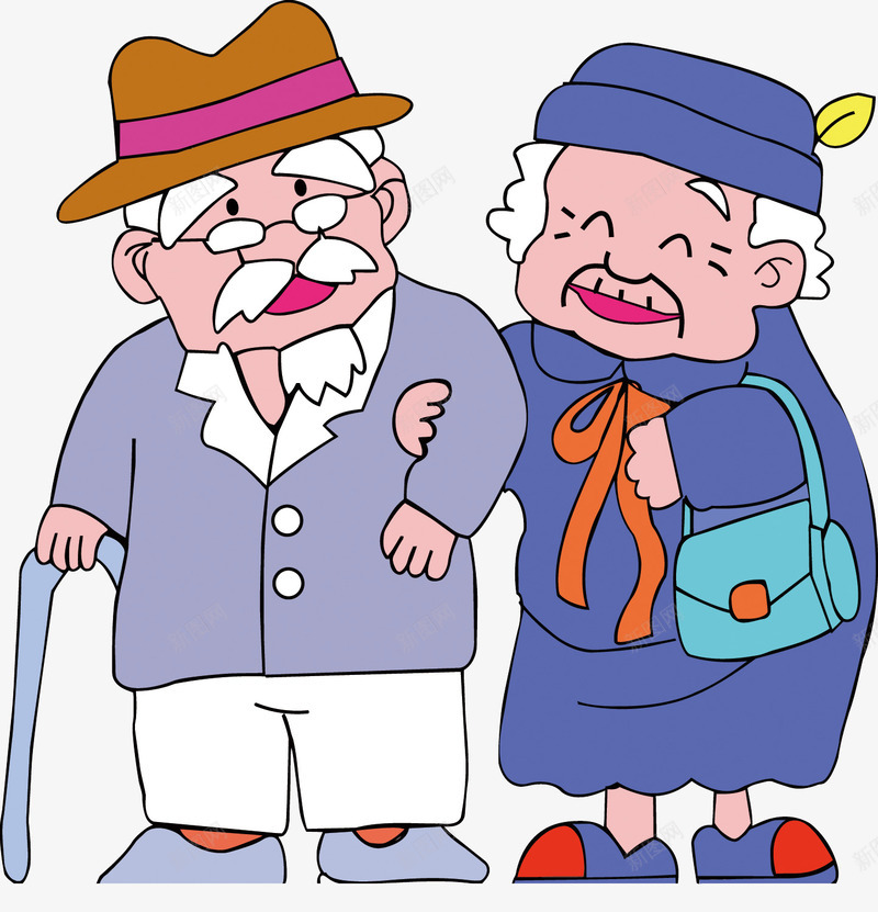 老夫妇png免抠素材_新图网 https://ixintu.com 卡通 老人 老人节 老夫妇 老夫老妻 重阳节