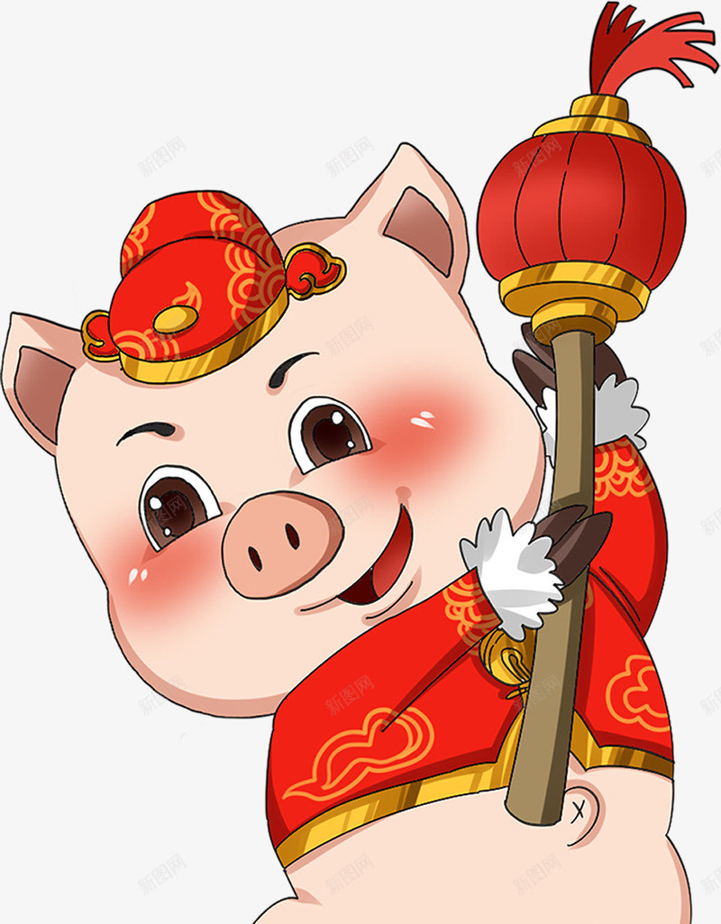 com q版猪 一只小猪 小猪 灯笼 猪 猪年大吉 福猪