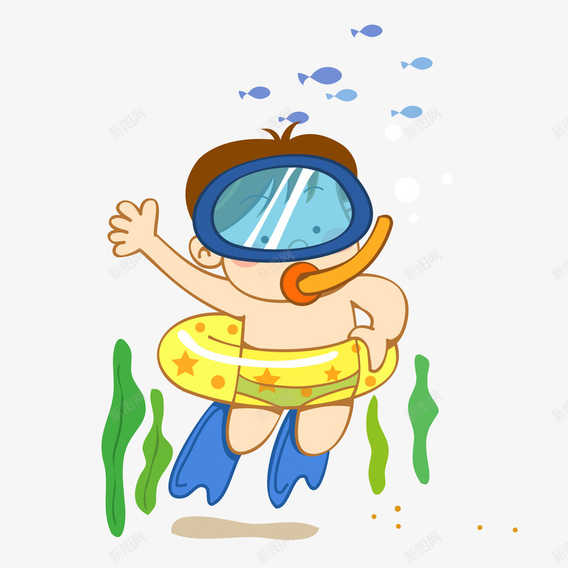 夏天沙滩潜水元素矢量图ai免抠素材_新图网 https://ixintu.com 免抠 凉爽 卡通 夏天 沙滩 清新 潜水 炎热 蓝天 运动 矢量图