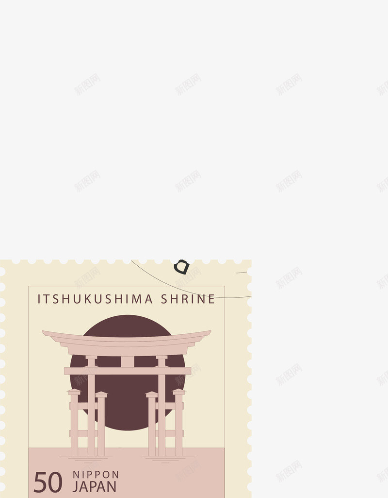 浅色的邮票矢量图ai免抠素材_新图网 https://ixintu.com 太阳 字母 建筑物 日本 标志性 英语 规则图形 锯齿状 矢量图