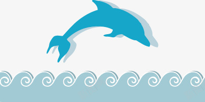 海豚png免抠素材_新图网 https://ixintu.com 夏天 夏日 扁平 海浪 海豚