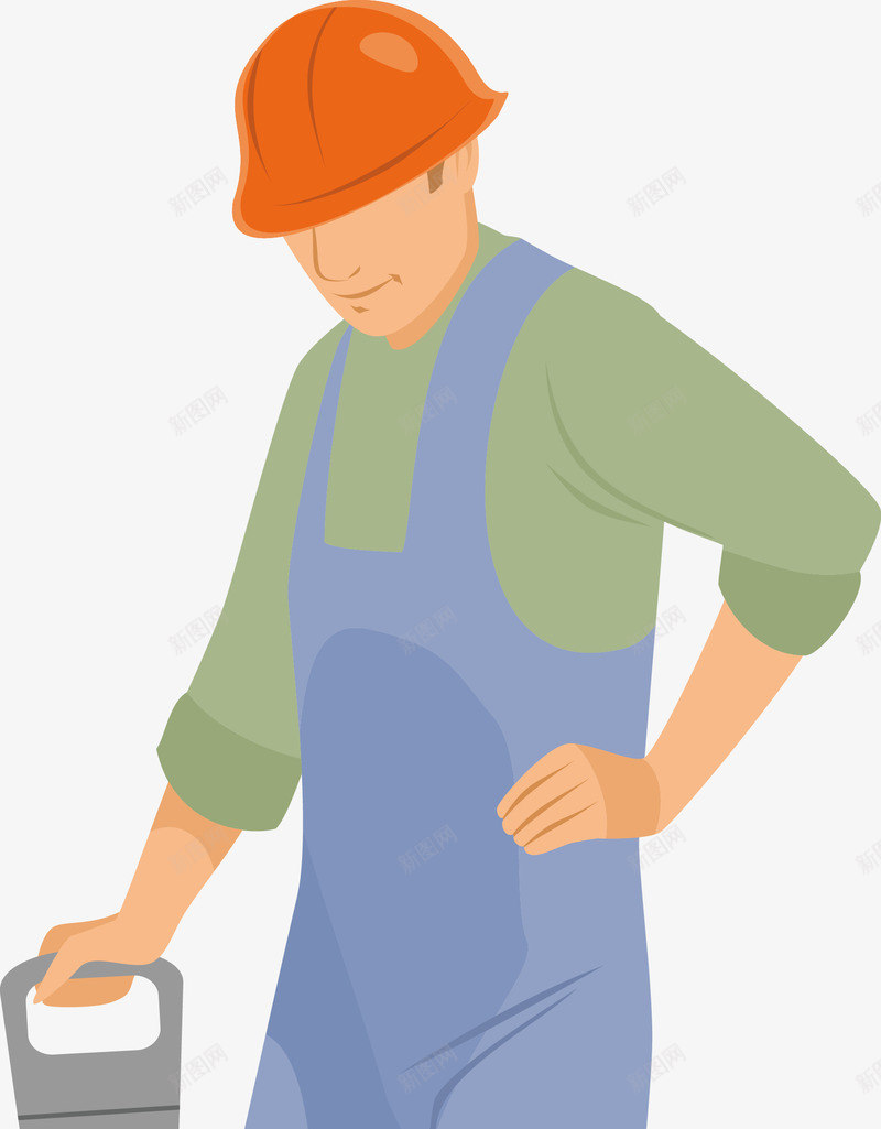 卡通建筑工人量图矢量图ai免抠素材_新图网 https://ixintu.com 卡通人物 安全帽 工地工作者 建筑 矢量图