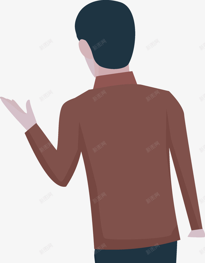 黑色短发男士背影站姿图矢量图ai免抠素材_新图网 https://ixintu.com 人物 帅气 手绘 手臂 棕色 站姿 背影 西服 黑色 矢量图