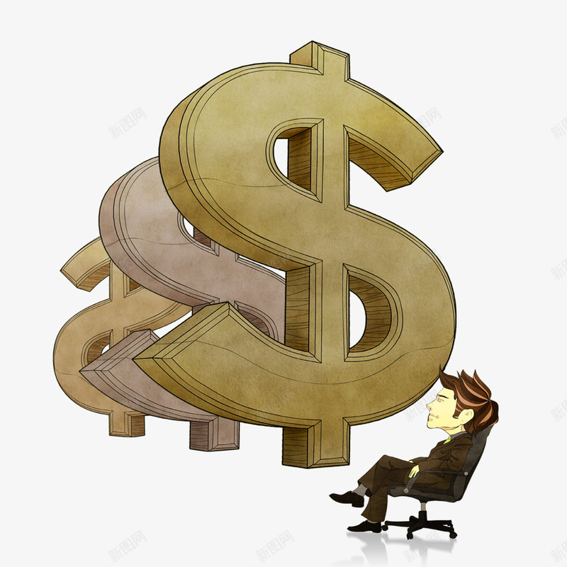 金币棕色Q版商务会计psd免抠素材_新图网 https://ixintu.com Q版 商务会计 棕色 简约 金币