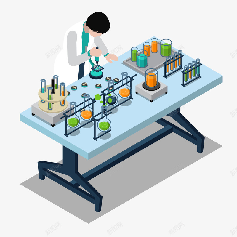 用显微镜观察的实验人员矢量图ai免抠素材_新图网 https://ixintu.com 人物设计 卡通 实验 实验室 显微镜 观察 矢量图