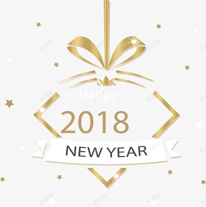 金色钻石挂饰png免抠素材_新图网 https://ixintu.com 2018新年 新年快乐 矢量png 金色钻石 钻石 钻石挂饰
